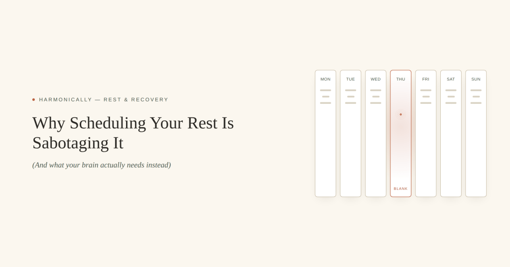 Why Scheduling Your Rest Is Sabotaging It (And What Your Brain Actually Needs Instead)